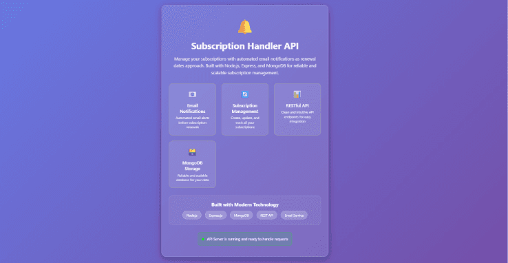 Subscription Handler API project preview